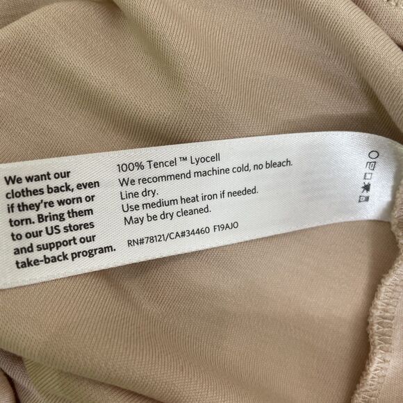 Eileen Fisher Size LP Beige T Shirt Round Neck Short Sleeve Tan Petite Large Top - Picture 5 of 9